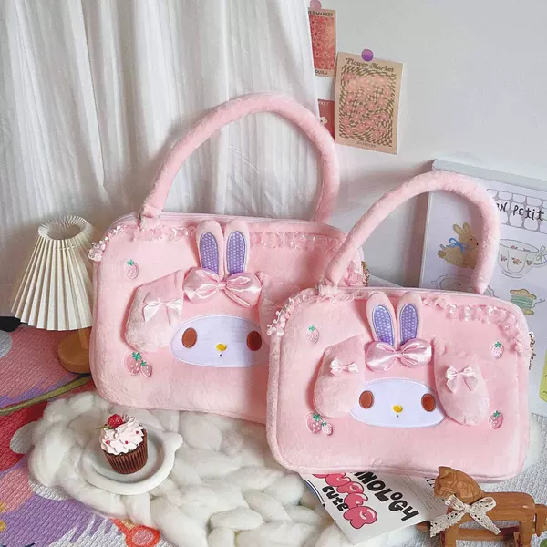 Cute Notebook Handbag 14inch Pink Girly Single-Shoulder Crossbody Bag, Can Be Attached to Luggage, Three-in-One Laptop Bag