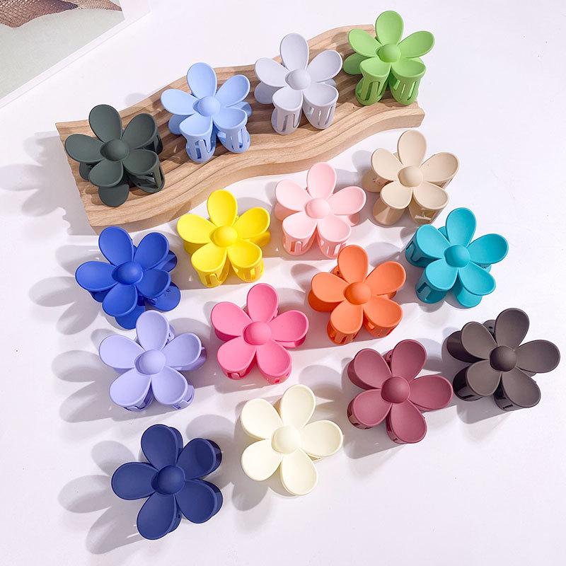 Not Easy to Break, Popular Frosted Flower Clip, Cross-border Candy-colored Five-petal Flower Hair Clip, Popular Large Flower Hair Shark Clip