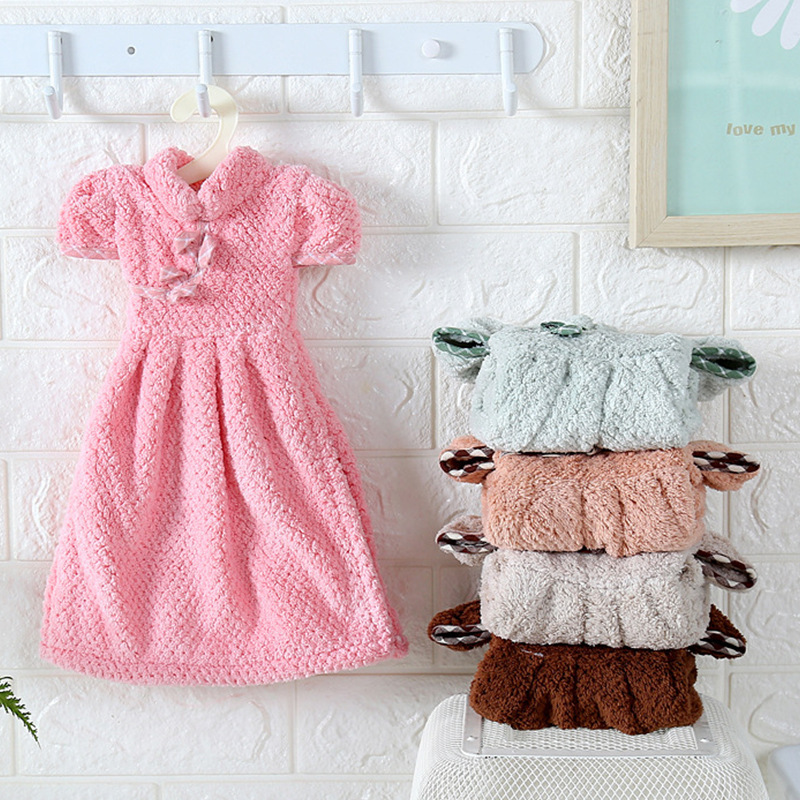 Pineapple Coral Fleece Towel Cartoon Soft Small Towel Thickened Pink Lace Small Skirt Hanging Towel Absorbent