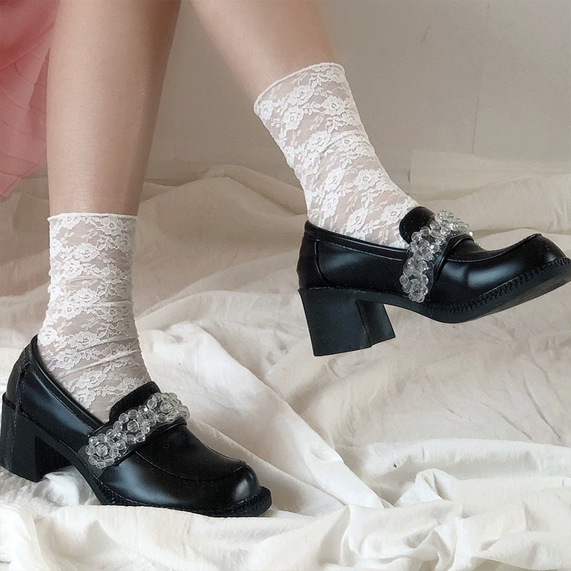 Брендовые летние кружевные колготки для колен, средняя длина, стиль Lolita
