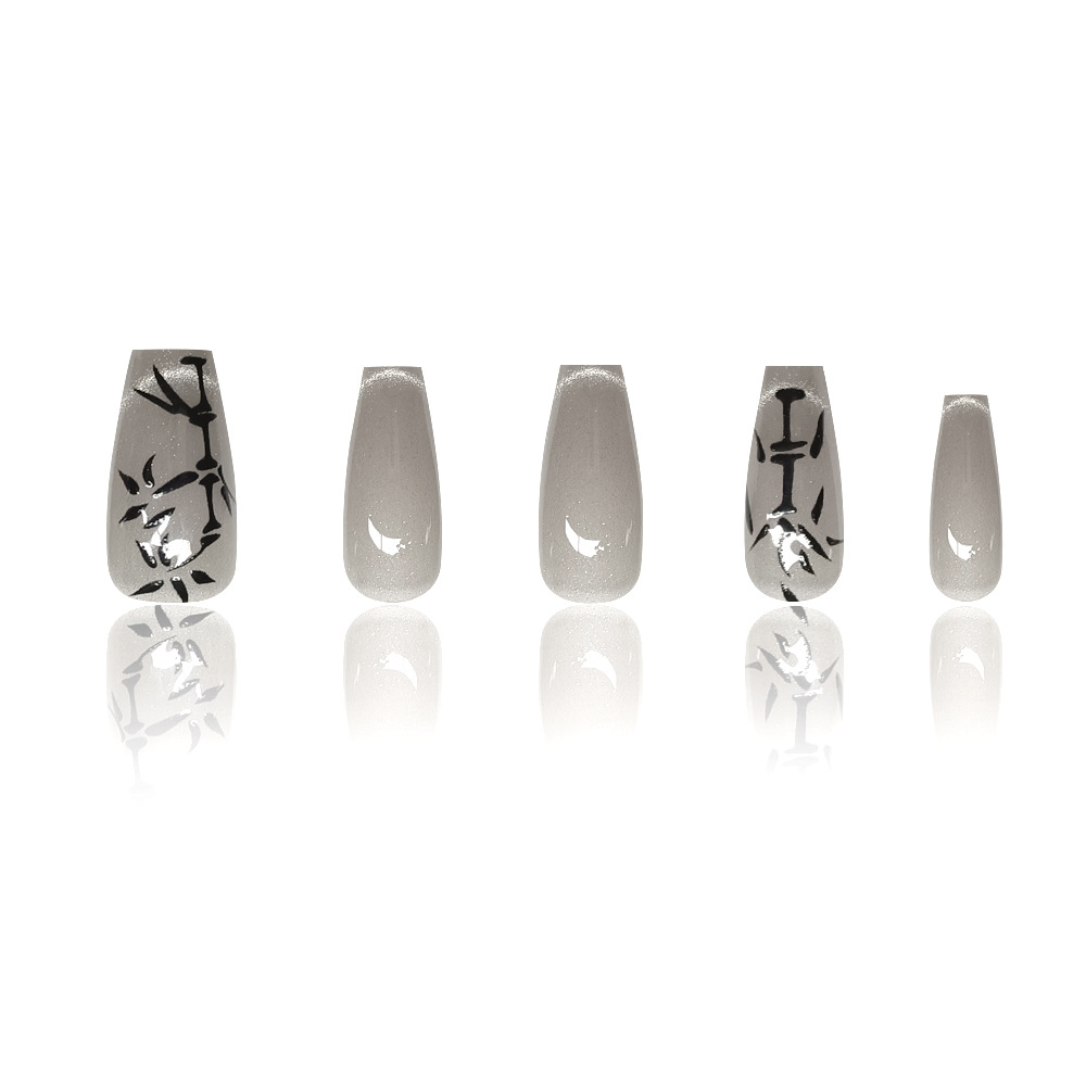 Ventas transfronterizas en caliente manuales de manicuras, decoración de bambú transparente, desgaste de uñas 10 piezas, parches de uñas de ojo de gato.