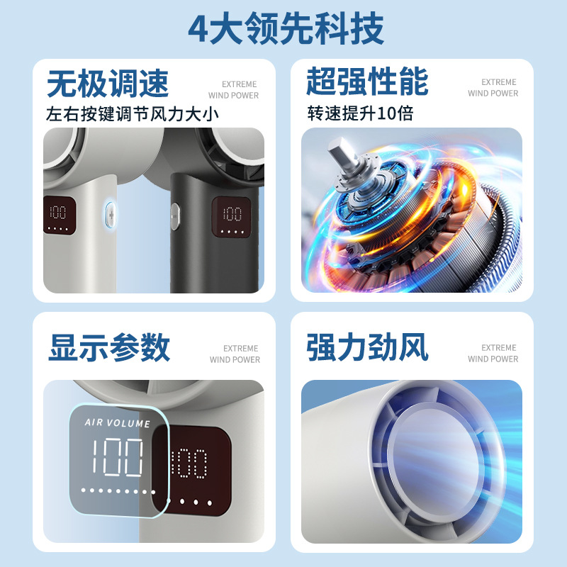 2024 comercio exterior transfronterizo de alta configuración ventilador de mano al aire libre portátil usb ventilador de escritorio de alta velocidad