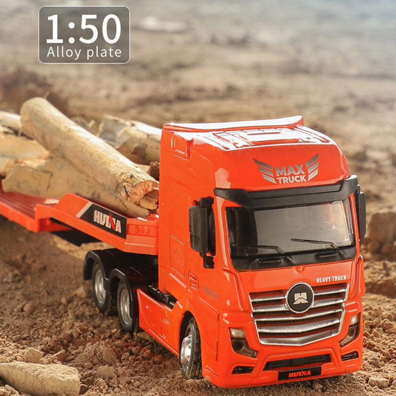 Cross-Border Large Toy Wheeled Flatbed Trailer Engineering Excavator Transport Vehicle Model for Children