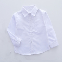 儿童演出服男童长袖短袖翻领纯白色衬衣中大童小学生幼儿园衬衫