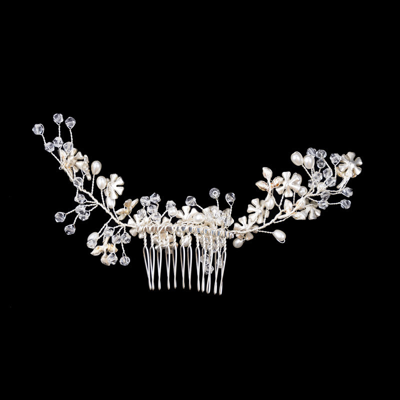 韓国風結婚式用の、クロスボーダーの花嫁用ヘアアクセサリー。パールとラインストーンの手作りヘアピン、ヘアピン、ヘア飾り、結婚式用ヘアピン。|undefined