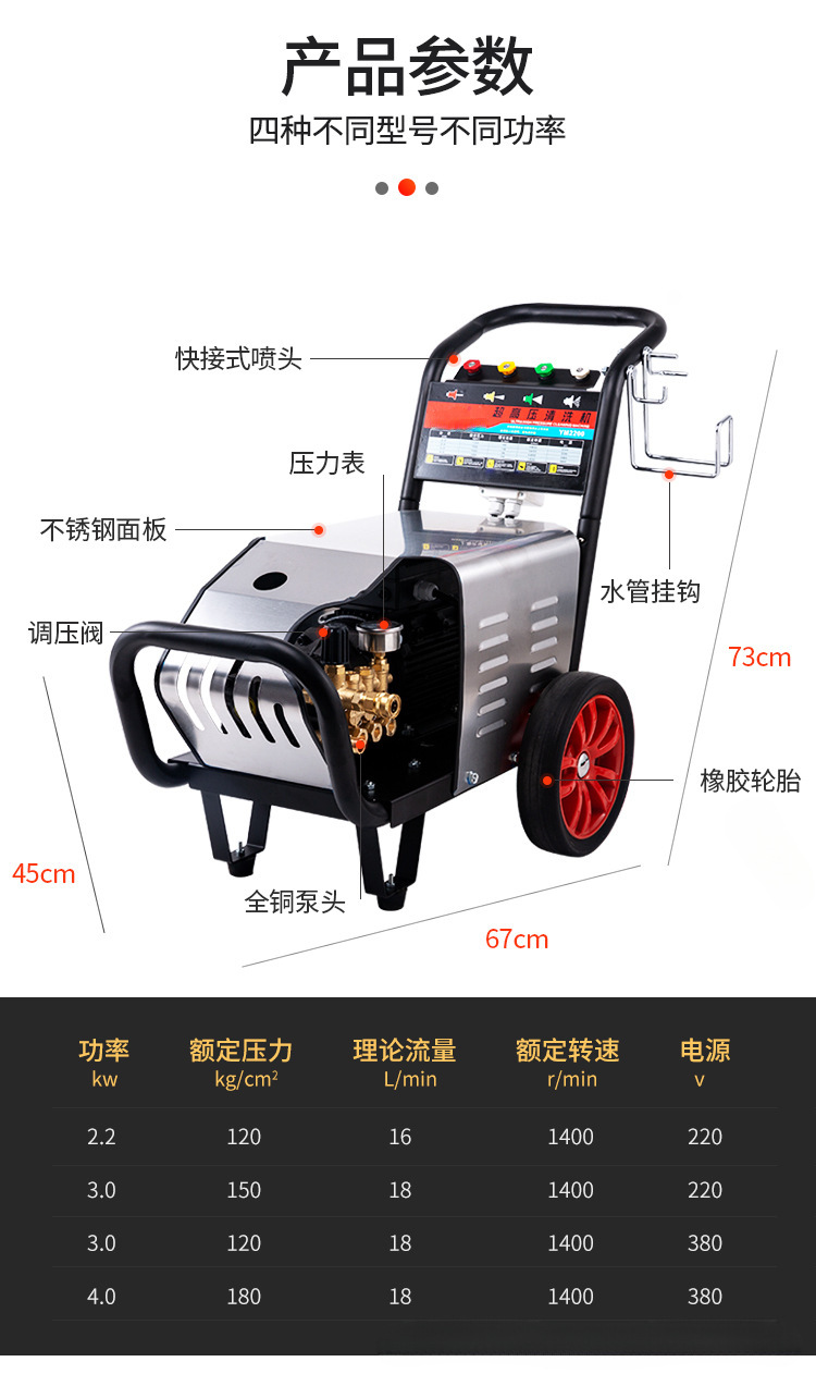 National Standard Black Cat High-Pressure Car Washing Machine High-Power Household 220V380 High-Power Car Brush Pump Farm Cleaning Machine