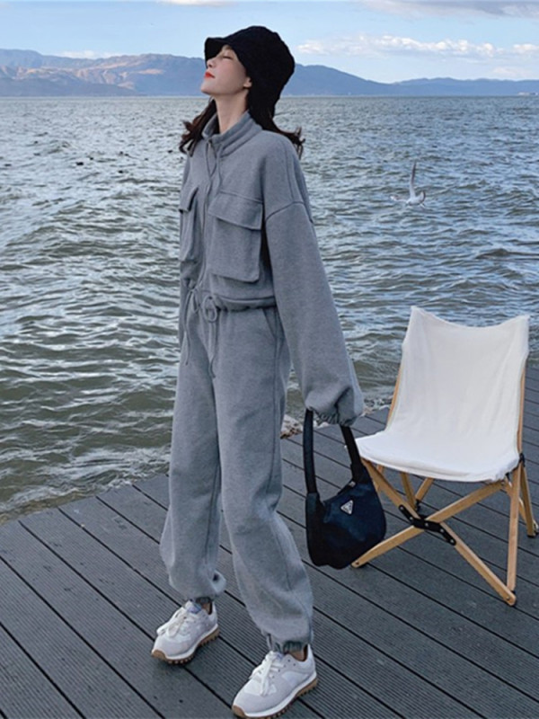 休闲运动服套装女新款秋季网红盐系穿搭宽松显瘦卫衣束脚裤两件套|undefined