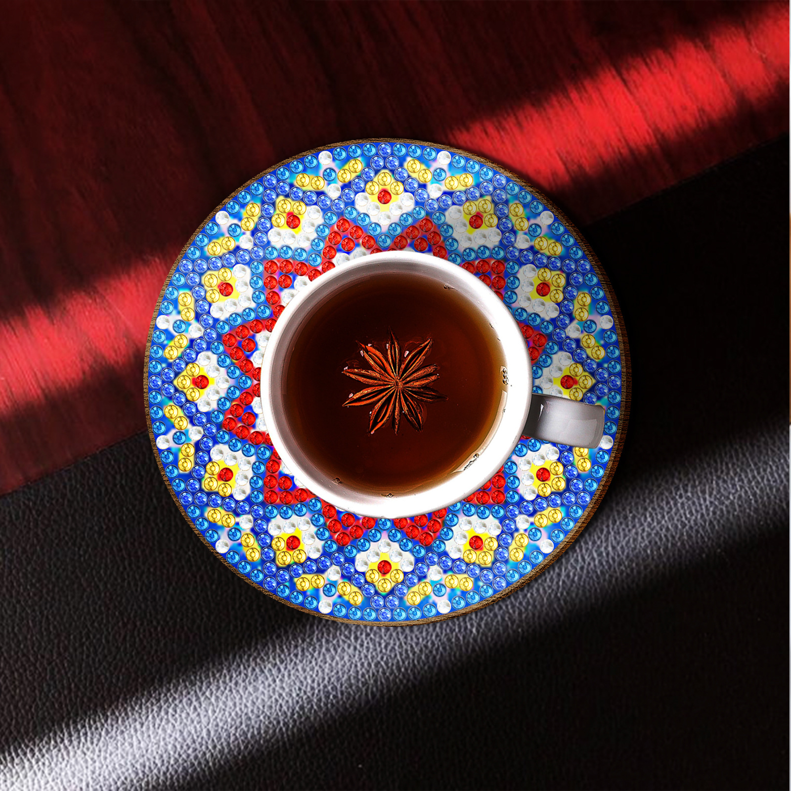 Accesorios para pintura de diamantes DIY: Posavasos de mandala con pegatinas de diamantes y bordados, con soporte para tazas. Posavasos de gran venta transfronteriza disponibles para venta al por mayor.