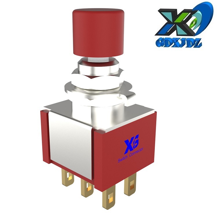 6脚大电流按键开关 批发圆头按钮开关六脚 立式复位轻触开关3A