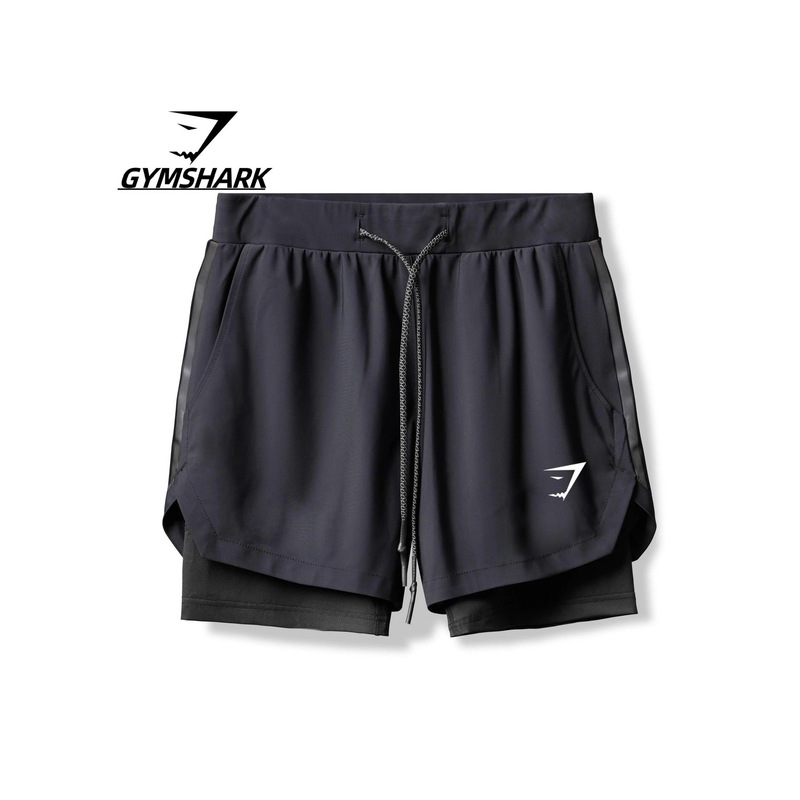Gymshark Fitness Shorts Men's Summer Running Sports Double-Layer Elastic Quick-Drying Shorts Export Cross-Border Wholesale