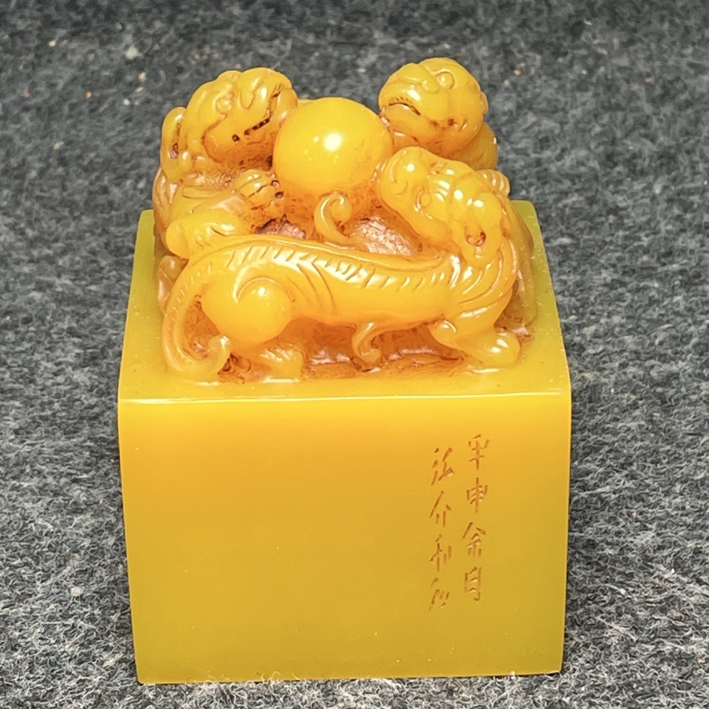 田黄石印章雕田黄石双狮子印章石风水玄关摆件玉石观赏奇石