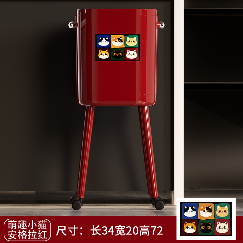 俏丰新款家用带盖高颜值客厅卧室厨房大容量不弯腰创意高脚垃圾桶|undefined