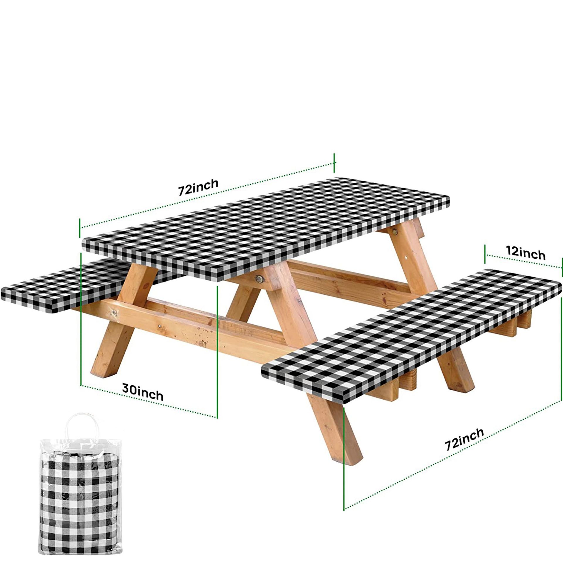 庭院桌罩三件套野餐桌布 PVC法兰绒桌罩弹力桌套防水防尘印花桌套