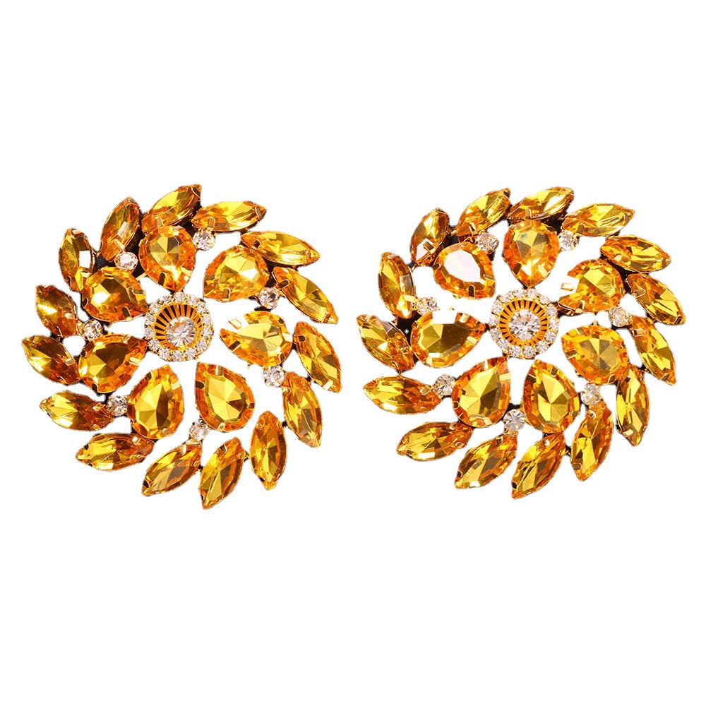 Transfronteriza nuevo rhinestone pecho pegatinas moda europea y americana sexy giratoria en forma de flor en el pecho pegatinas accesorios pegatinas en el pecho