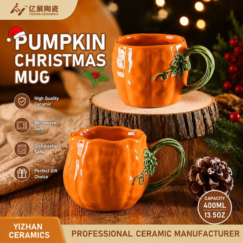 Creative Pumpkin Ceramic Mug Christmas Gift Cup Household Breakfast Cup Ceramic Water Cup Wholesale Cross-Border Christmas Style