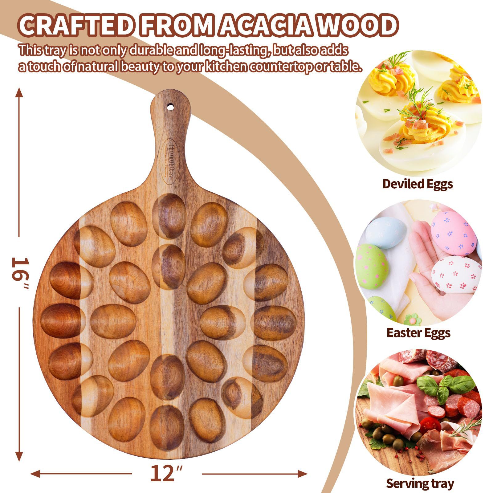 Tray de huevos de madera transfronteriza bandeja de huevos del diablo cocina huevos de patos huevos de madera sólida bandeja de exhibición de doble cara disponible