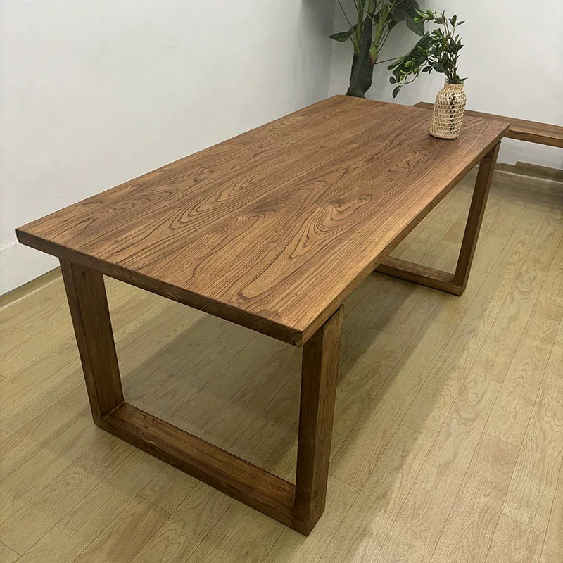Old Elm Large Board Table Cafe Tavern Bar Table Household Solid Wood Dining Table Log Rectangular Wooden Large Board Table