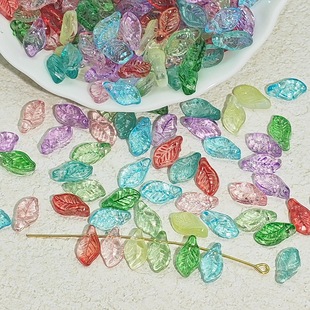 Versatile Glass Small Leaves Grape Leaf Beaded Accessories DIY Handmade Decoration Earrings Beaded Bracelet Small Pendant