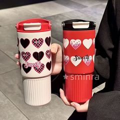 吸管保温杯陶瓷内胆男女生大容量咖啡水杯车载便携随行杯子冰霸杯