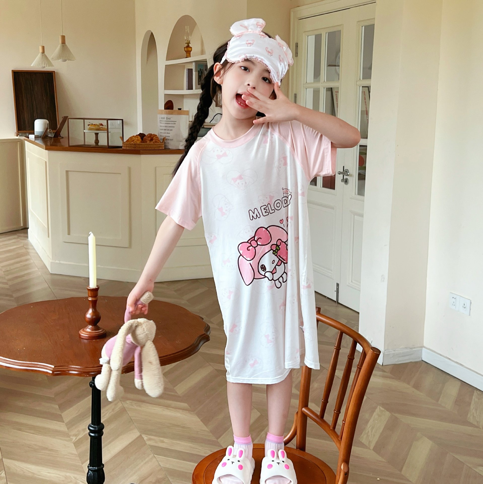 Niñas camisón modal primavera y otoño niños grandes estilo princesa coreana falda de niña pijamas para niños ropa de casa para bebés