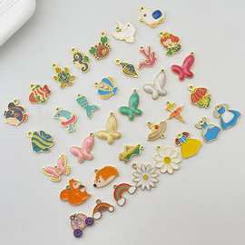 跨境热卖卡通饰品小挂件吊坠动物花草昆虫童话系列DIY饰品项链女