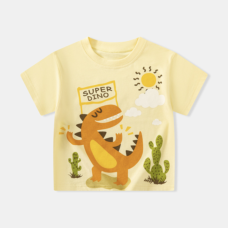 Betop ropa para niños verano nuevo estilo dibujos animados para niños dinosaurio camiseta de manga corta niños y niñas estilo occidental envío transfronterizo de una pieza