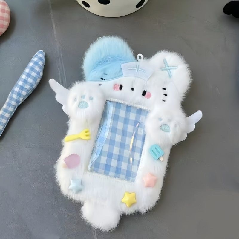 かわいいぬいぐるみカードホルダー天使猫悪魔ウサギカードホルダー 3inch ポラロイドフォトカード写真収納保護カバーペンダント|undefined