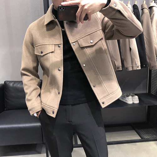 Korean-style Men's Jacket, Slim-Fit Outerwear for Fall/Winter 2025 – Thickened Workwear Casual Men's Top