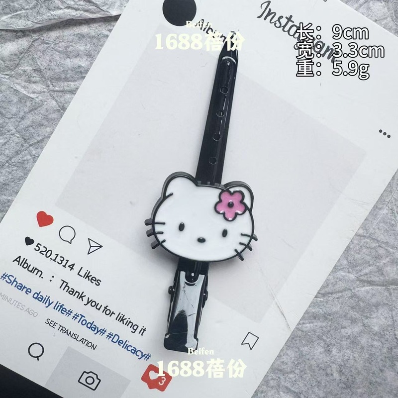 クリーム風ピンクブルー猫リボンメイク前髪クリップシームレス甘いガーリーハート毛根ふわふわクリップ漫画|undefined