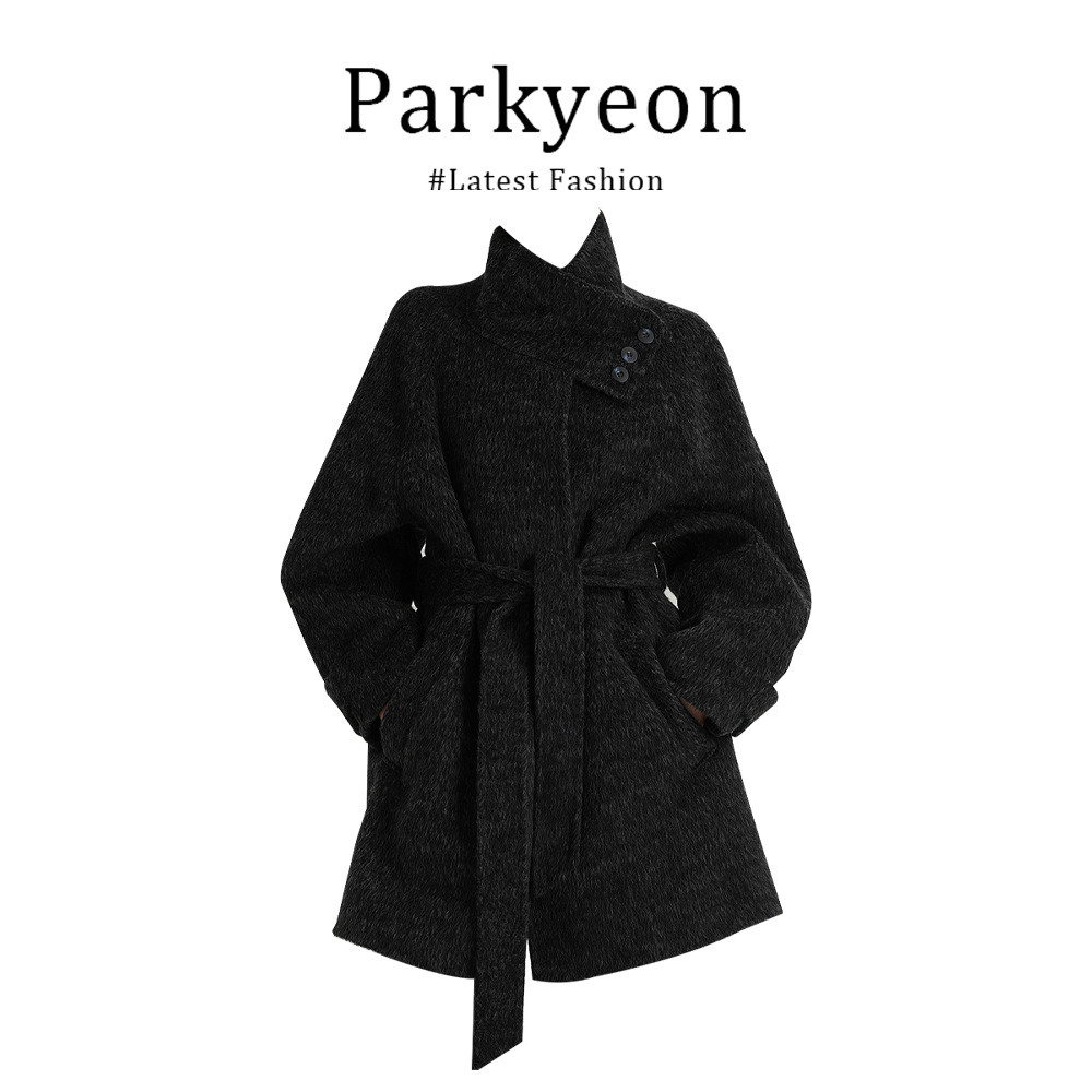 Elegant and Sophisticated Mid-Length Loose Stand Collar Wool Coat, New Autumn and Winter 2025 Women's Style