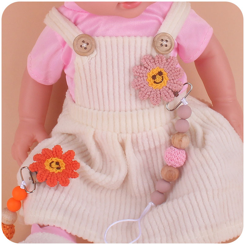 Nuevo bebé suministros de ganchillo girasol chupete clip bebé de silicona Beech cadena chupete cadena anti-caída Amazon