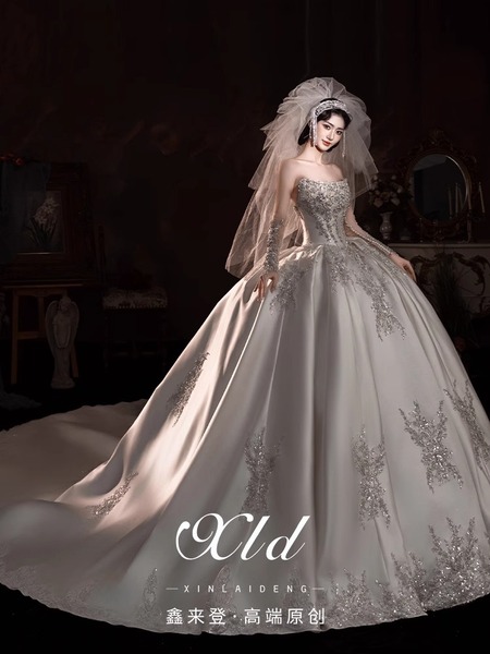 "Twilight Mirror" wedding dress 2025 new high-end satin tube top…