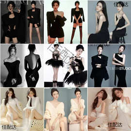 新款影楼拍照情绪肖像写真时尚简约氛围感女孩私房艺术照摄影服装