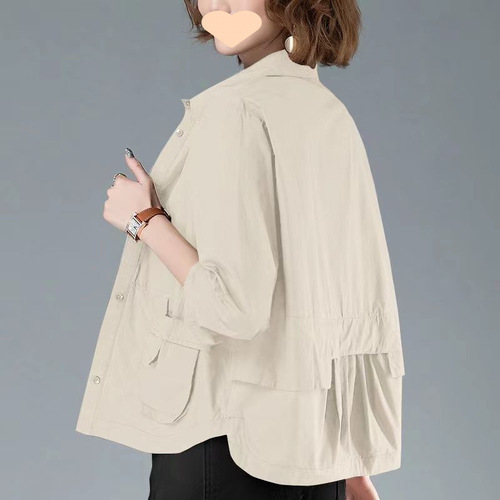 Short Women's Open Top Coat, Thin Early Spring 2025 Fashion Casual Cardigan, Small Figure Shirt Windbreaker Jacket Top