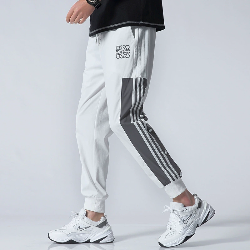 Летние брюки мужские корейские тренды весной и осенью тонкий прилив свободного ледяного шелка спортивные девятиочковый повседневные брюки мужская одежда