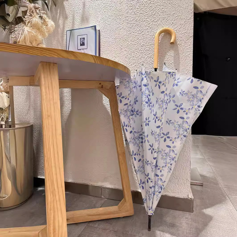 New Straight Rod Umbrella ins Simple Women's Long Handle Umbrella Automatic Curved Handle Windproof Rainproof Full Fiber Umbrella logo New Straight Rod Umbrella ins Simple Women's Long Handle Umbrella Automatic Curved Handle Windproof Rainproof Full Fiber Umbrella logo