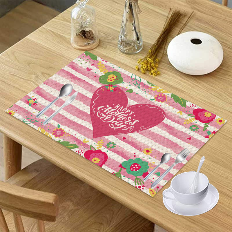 Simple Style Color Block Heart Shape Linen Placemat display picture 3