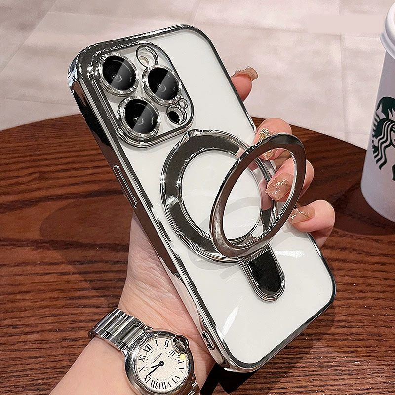 Apple, transparent compatible iphone15, tubing, electromagnetic phone case charging, protective case
