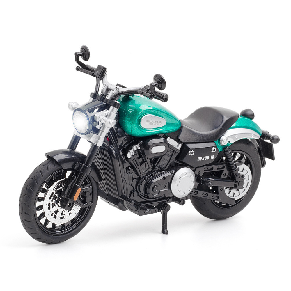 Huayi modelo de coche de aleación 1:12 Benda jinjila motocicleta deslizante sonido y luz coche de juguete modelo de música adornos