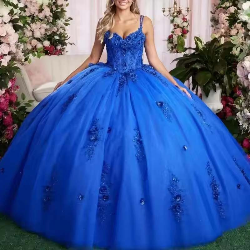 Aliexpress European and American Fancy Coming-Of-Age Ceremony Gauze Dress Italian Shoulder Strap Appliqué Sleeveless Tutu Ball Gown