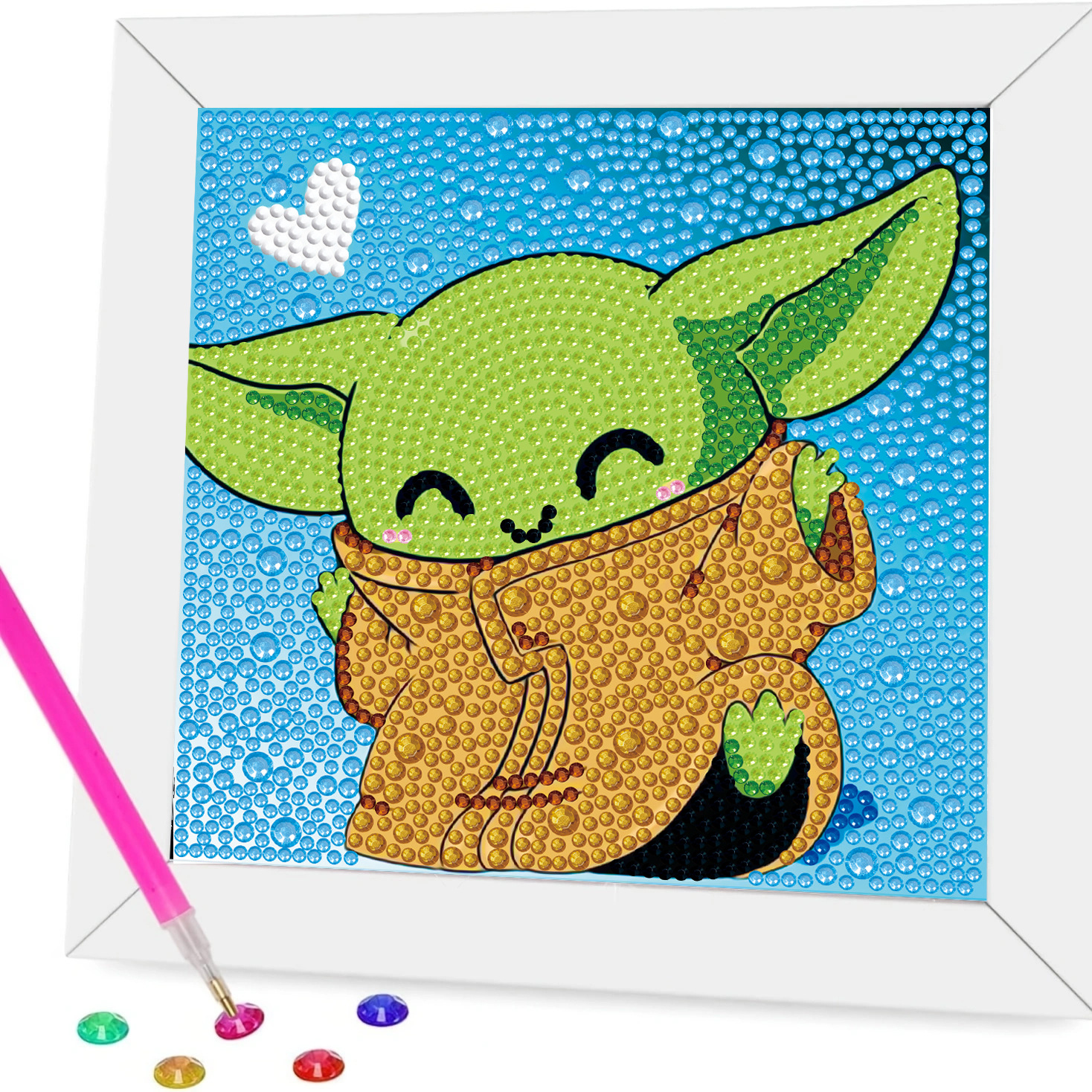 Taller artesanal pintura de diamantes marca DIY tamaño de diamantes Star Wars regalo para niños Yoda bebé lleno de diamantes brillante pintura de diamantes