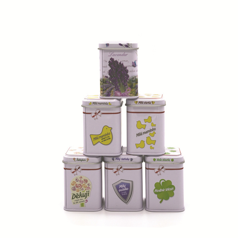 迷你方形50克组合水果花茶茶叶罐 马口铁迷你便携式茶叶罐