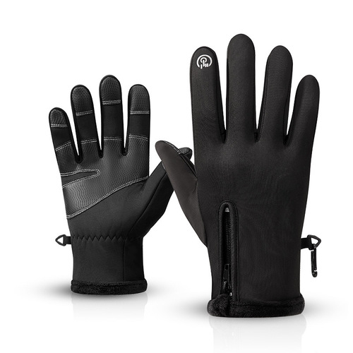 Men's winter sports cycling gloves, windproof, outdoor mountaineering and skiing, wear-resistant touch screen plus velvet warm full-finger gloves