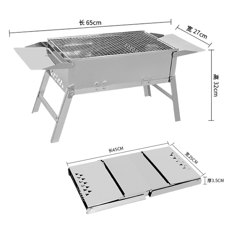 Fuente Fábrica de acero inoxidable plegable portátil barbacoa horno al aire libre un segundo plegable carbón barbacoa parrilla barbacoa horno