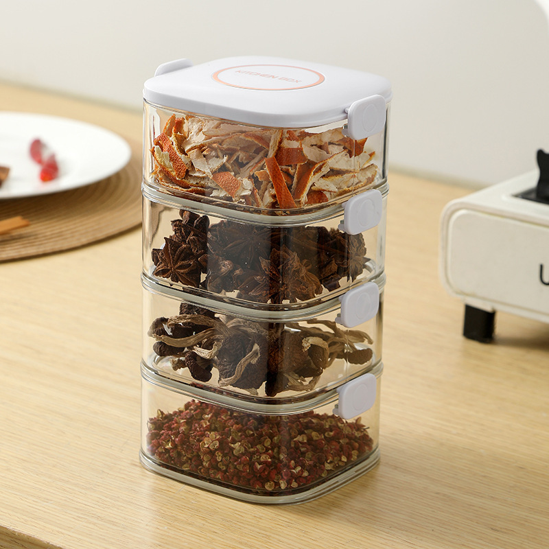 香料収納ボックスキッチン家庭用密封防湿調味料ボックス小材料分注調味料ボックスセット分注密封缶|undefined
