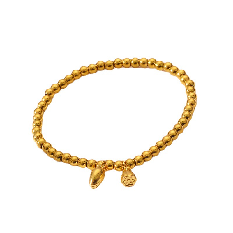 Nueva herencia de pulseras de loto, pulseras de perlas de transferencia de loto, pulseras de acero de titanio, joyas no decoloradas.