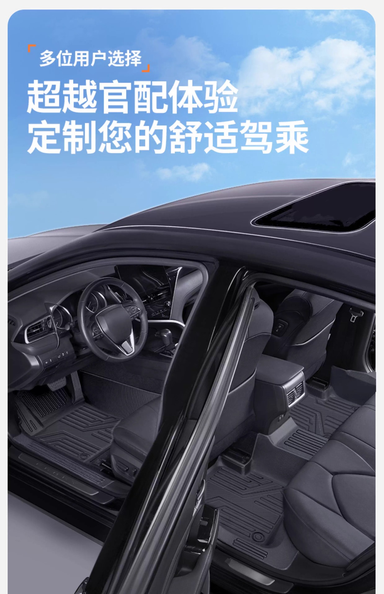Suitable for All Models of Cars, Non-Slip, Eco-Friendly, Custom-Made, One-Piece, Fully Enclosed Tpe Car Floor Mats with Threshold Protection