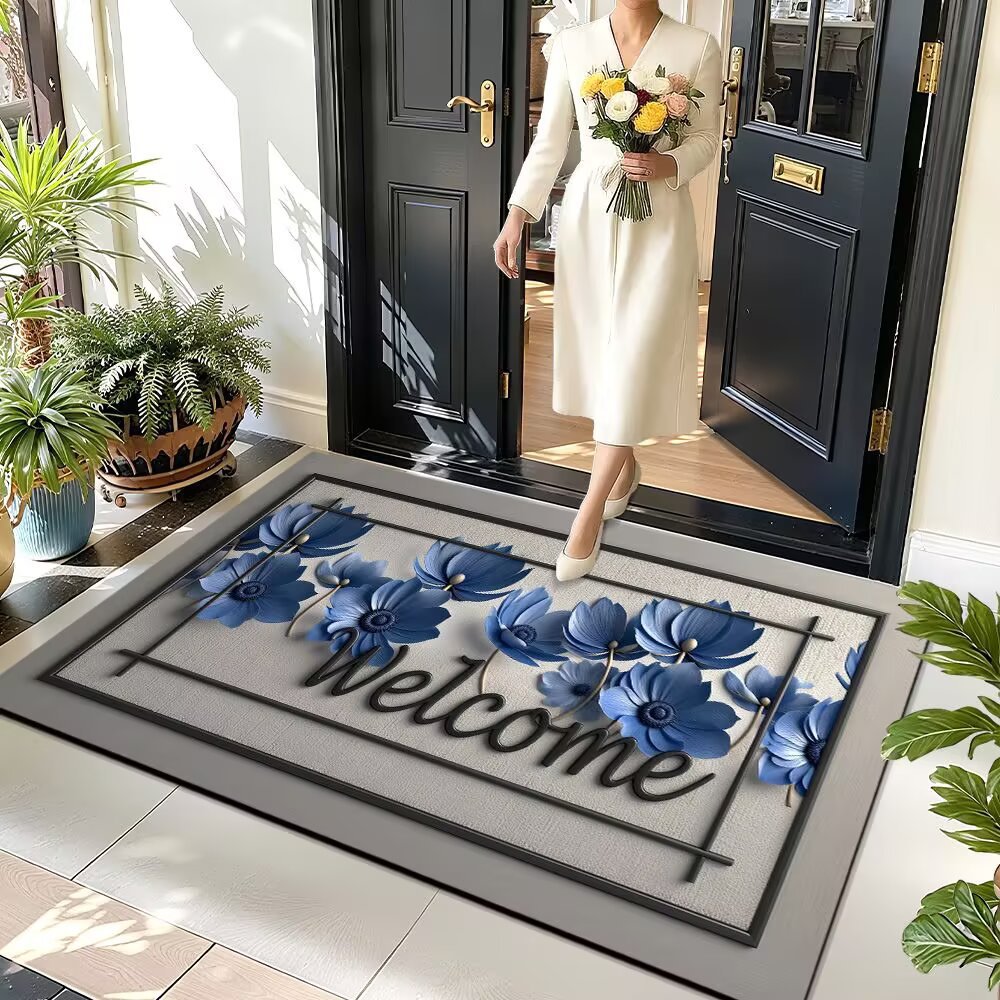 Bienvenido a entradas transfronterizas alfombras de la puerta alfombras anti-deslizante de absorción de agua alfombras de la puerta doméstica fácil de cuidar