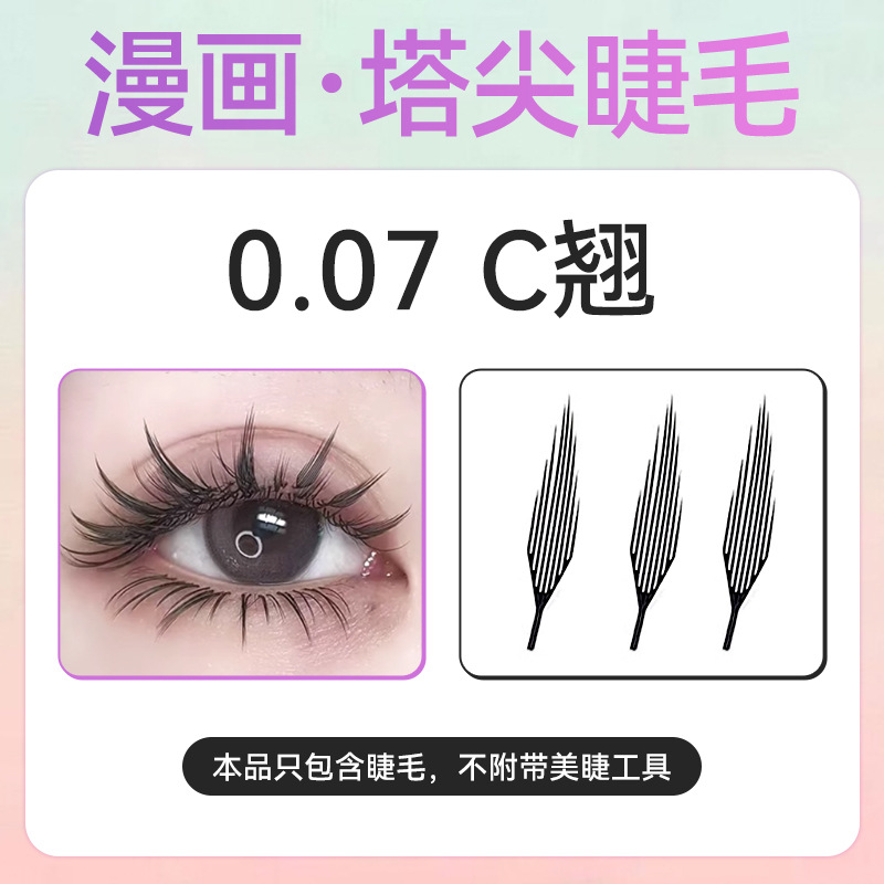 Extensiones de pestañas cónicas estilo caricatura para exportación, pestañas de hada camelia estilo flor de diosa, pestañas húmedas cónicas, pestañas suaves personalizables.