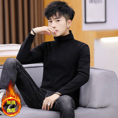 Warm, double-sided Druzhba fleece men's mid-neck solid-color autumn base layer shirt—trendy half-high neck, slim-fit, figure-flattering t-shirt underwear